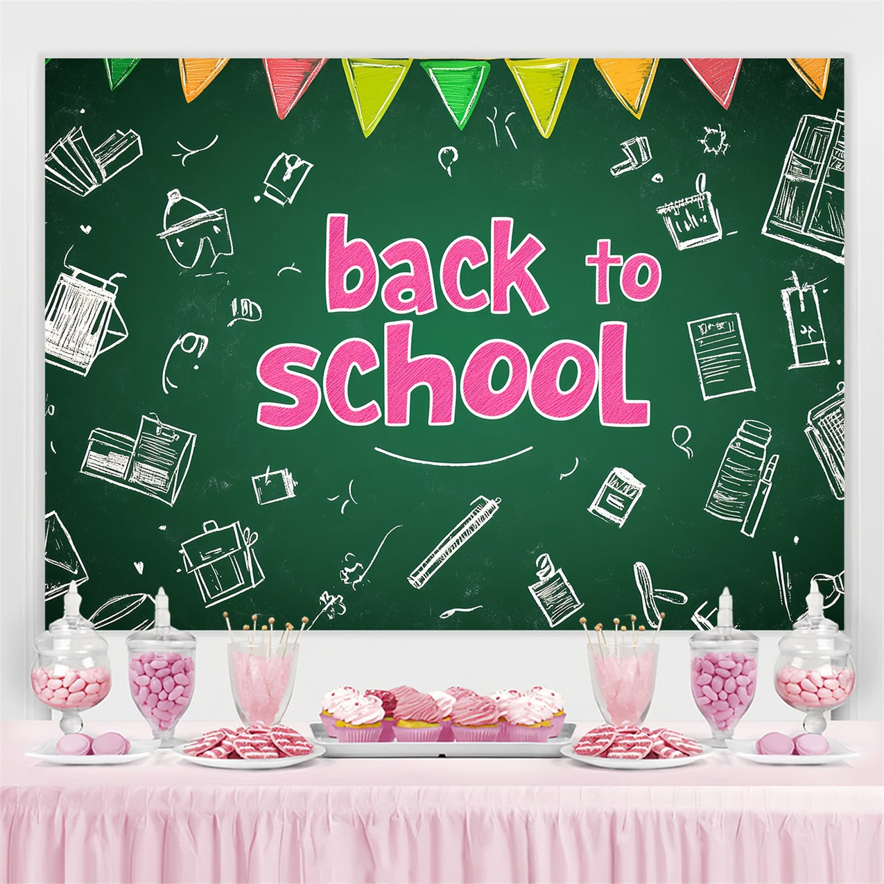 Toile de fond Rentrée des Classes Tableau Noir Vert Classique CSH3-36