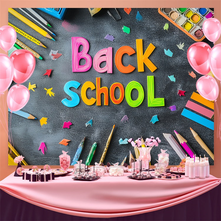 Toile de fond Rentrée des Classes Craie Colorée Fournitures Scolaires CSH3-39