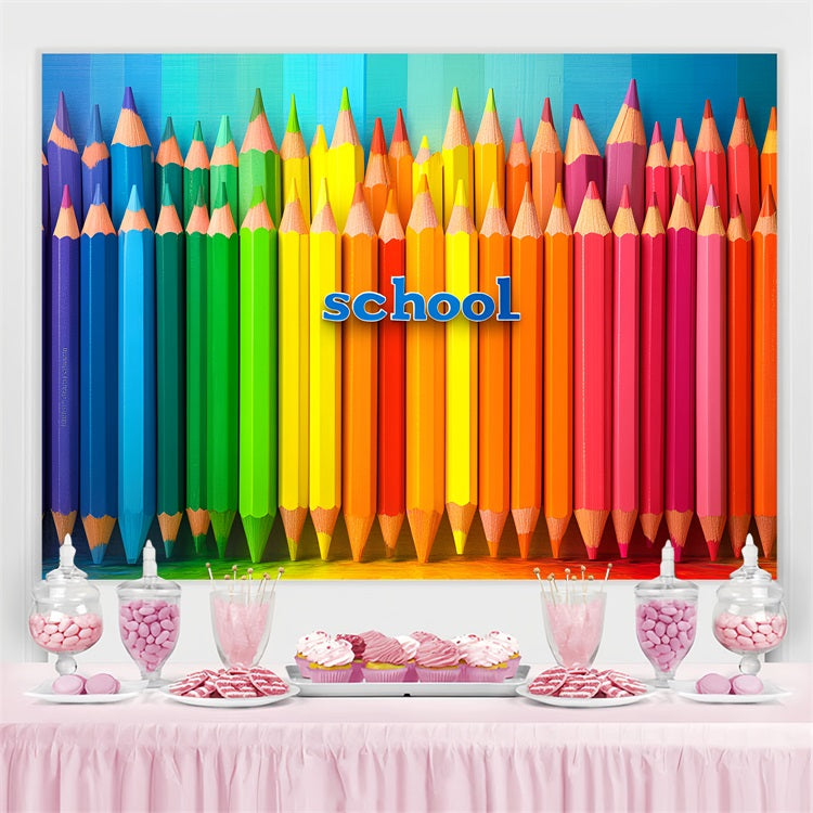 Toile de fond Rentrée des Classes Crayons de Couleur Arc-en-Ciel CSH3-43