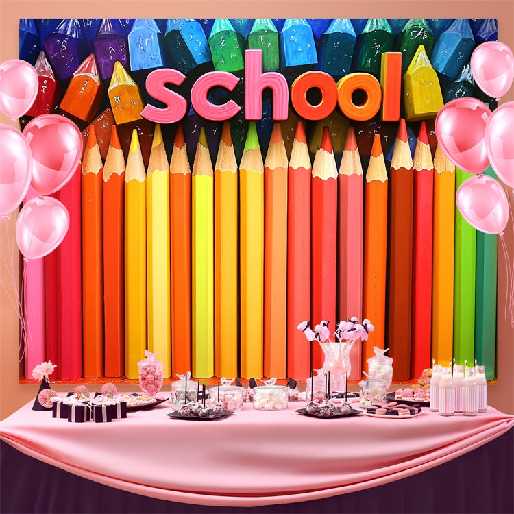 Toile de fond Rentrée des Classes École Artistique Thème Crayons CSH3-44