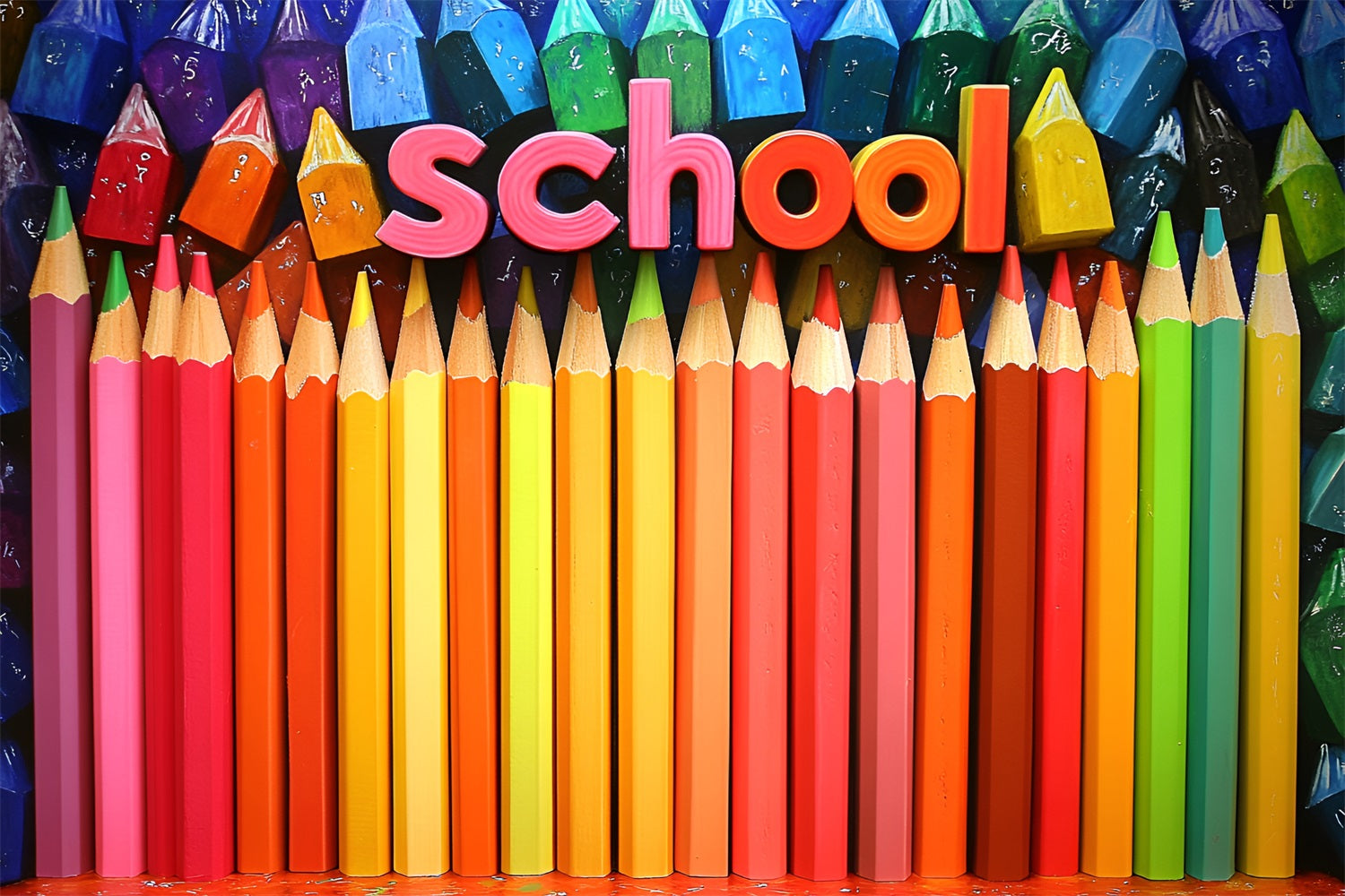 Toile de fond Rentrée des Classes École Artistique Thème Crayons CSH3-44