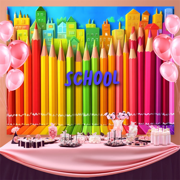 Toile de fond Photo Rentrée des Classes Art Urbain Crayons Colorés CSH3-45