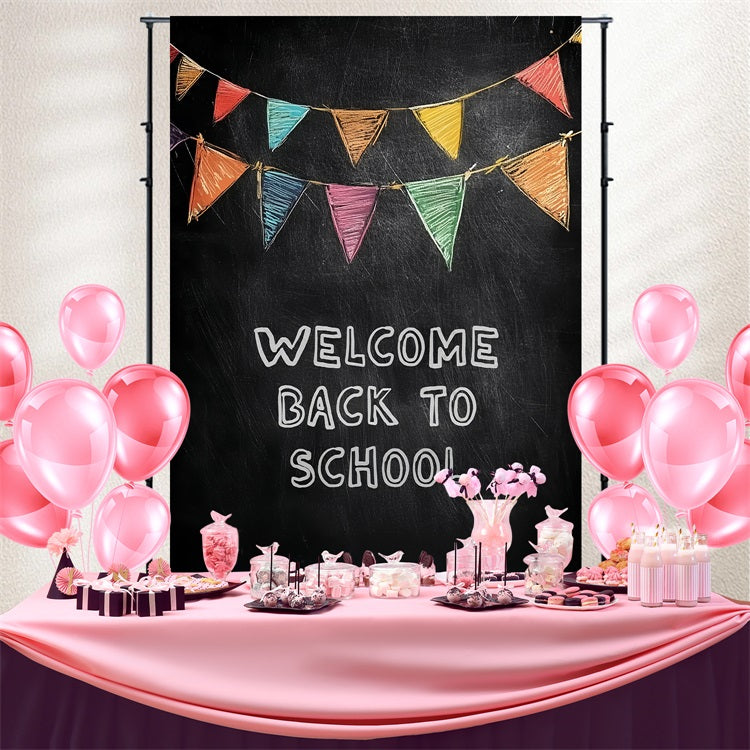 Toile de fond Rentrée des Classes Tableau Noir Classique Bienvenue CSH3-61
