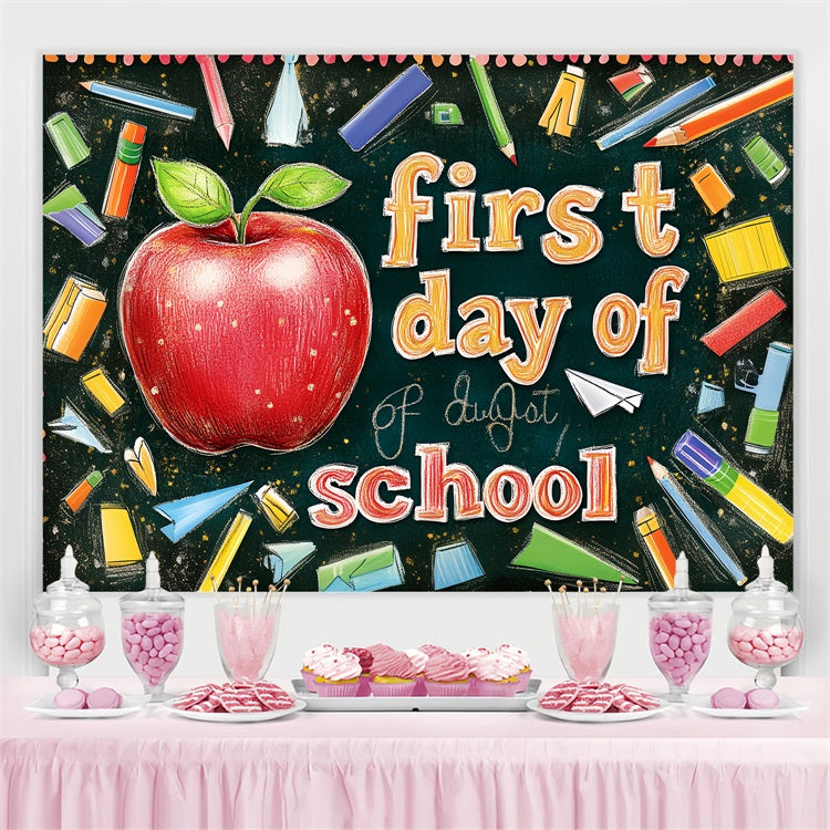 Toile de fond Rentrée des Classes Pomme et Art Craie CSH3-71