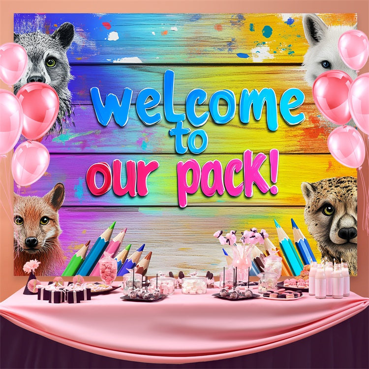 Toile de fond Rentrée des Classes Bienvenue Royaume des Animaux CSH3-80