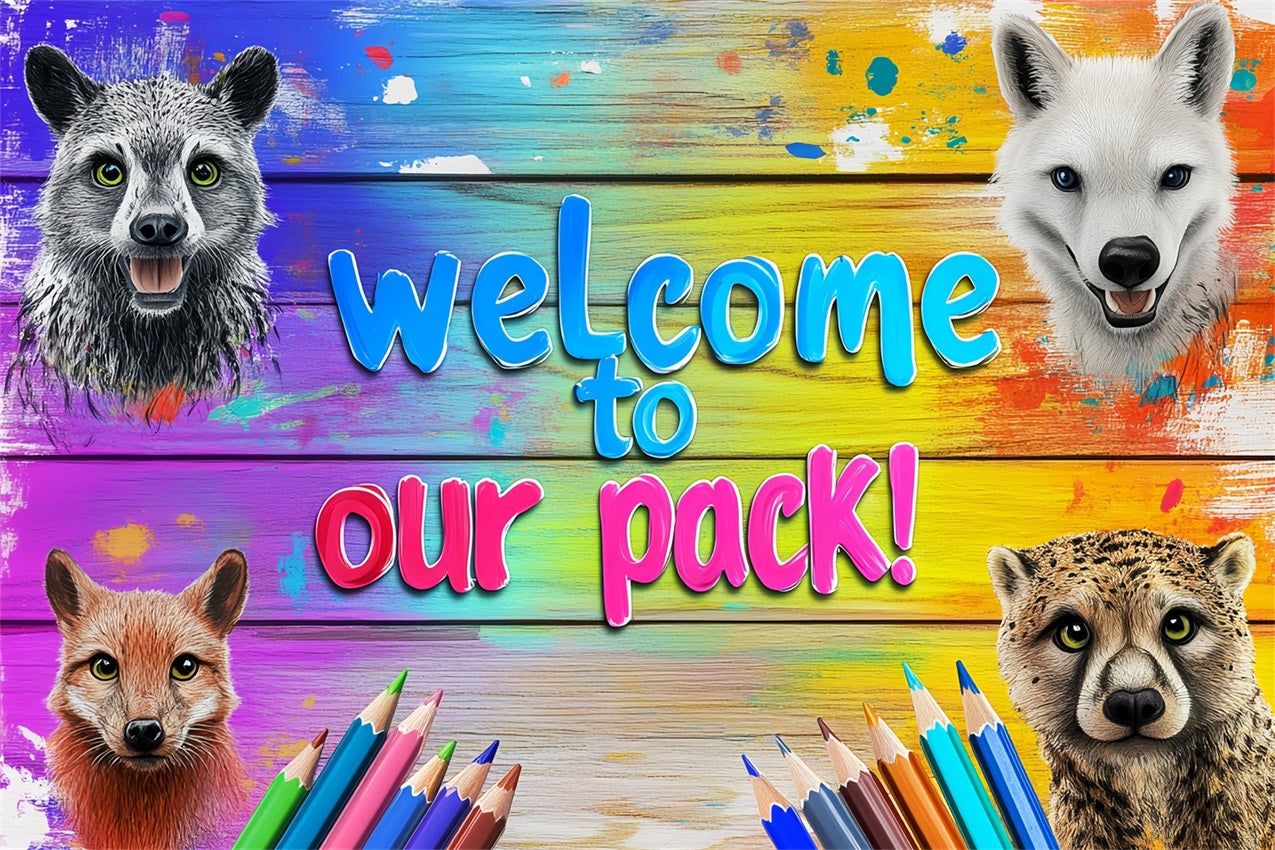 Toile de fond Rentrée des Classes Bienvenue Royaume des Animaux CSH3-80
