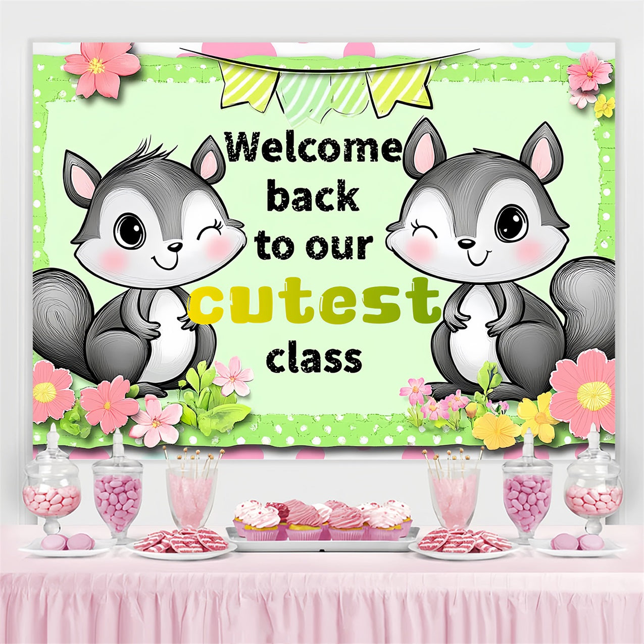 Toile de fond Rentrée des Classes Accueil Adorable Écureuil CSH3-83