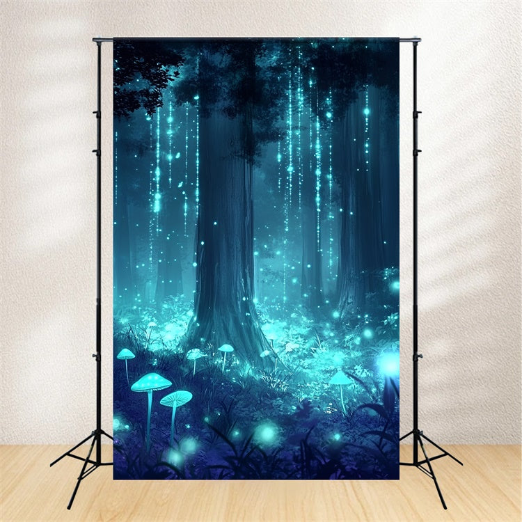 Toile de fond Photographie Forêt Champignons Lumineux Étincelants CSH4-103
