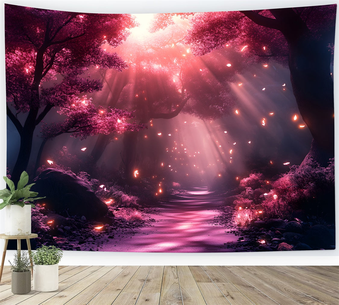 Toile de fond Forêt Photographie Lumière Rose Sentier en Forêt CSH4-105