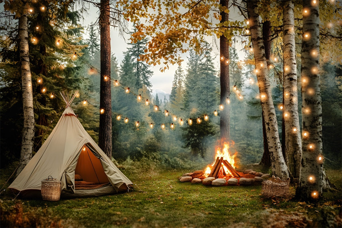 Toile de fond Forêt d’Automne Camping Douillet en Forêt CSH4-116
