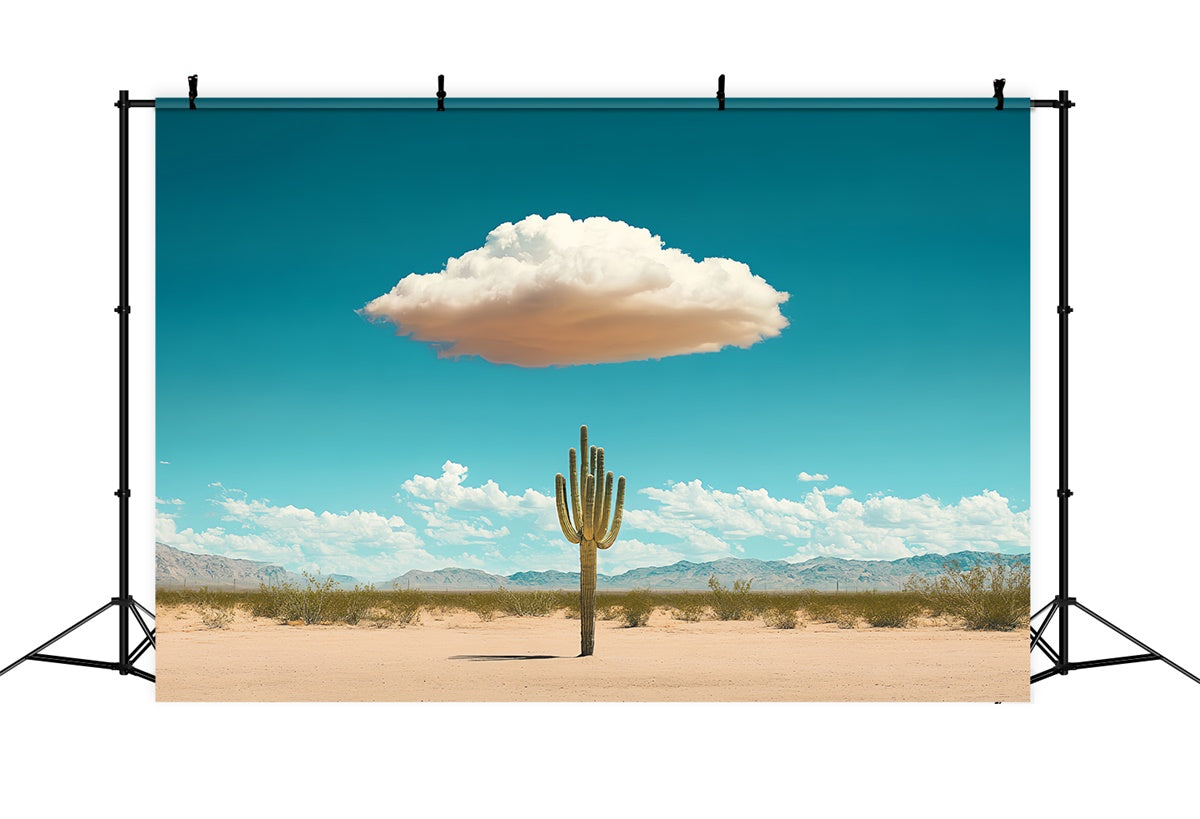 Toile de fond Ciel Bleu Cactus du Désert et Nuages CSH4-241
