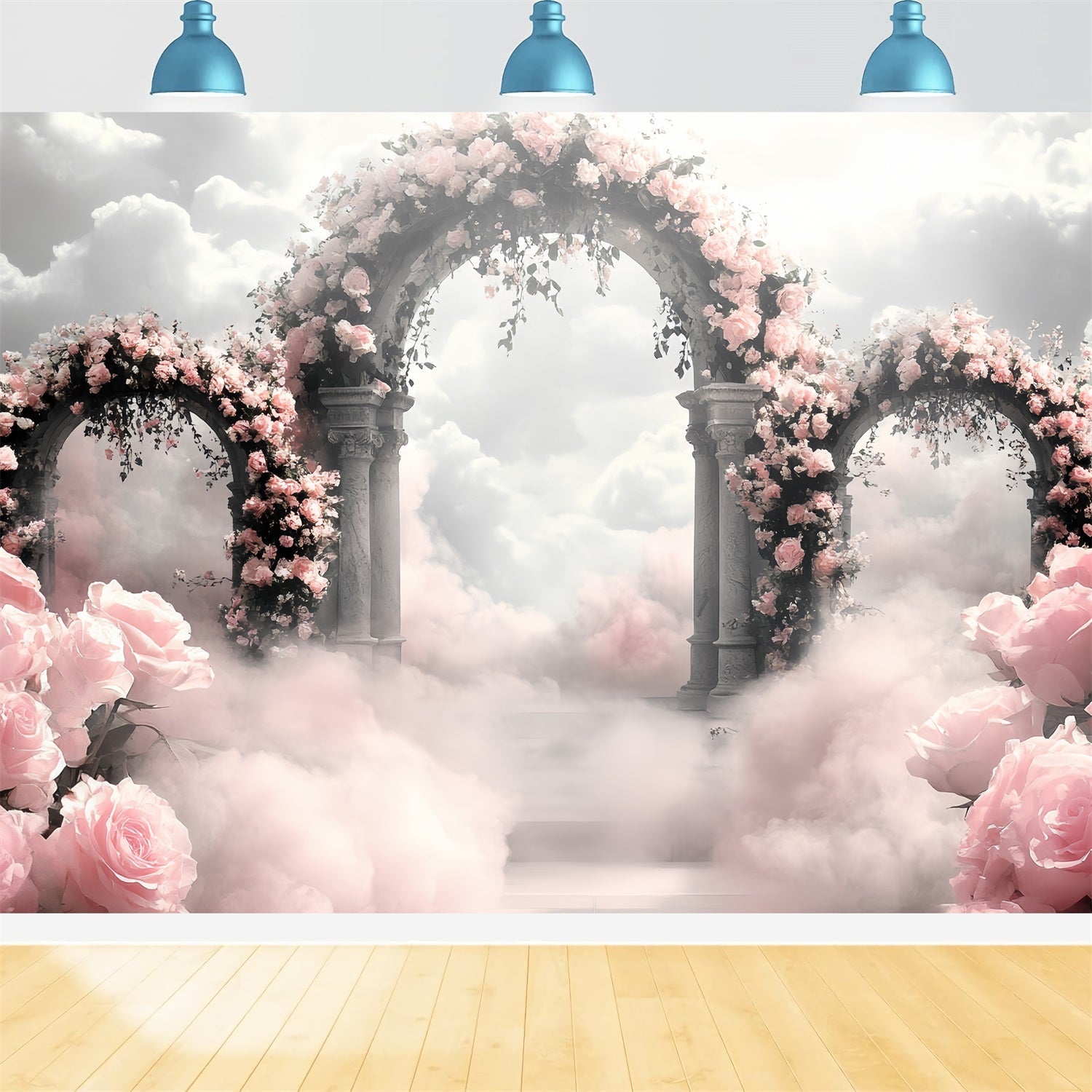 Toile de fond Vintage Idées Paradis des Roses Arches en Pierre CSH4-290