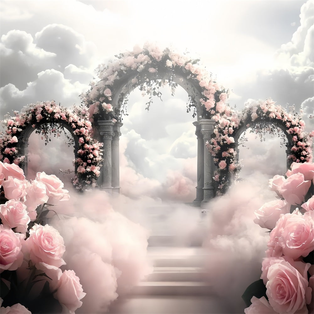 Toile de fond Vintage Idées Paradis des Roses Arches en Pierre CSH4-290