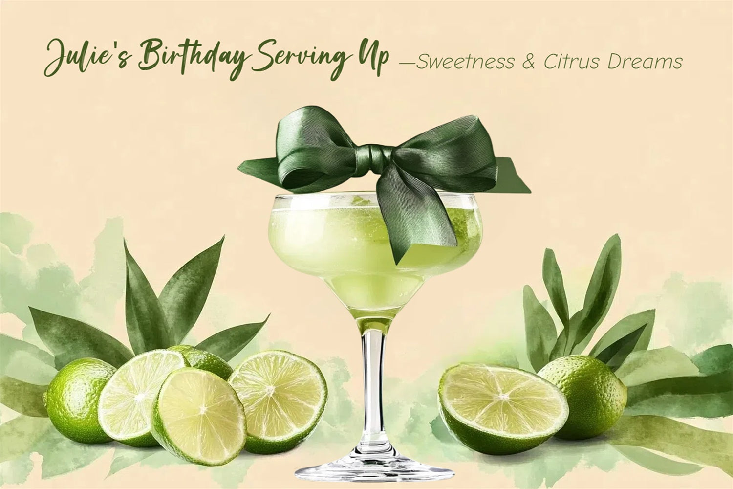 Toile de fond Anniversaire Personnalisée Cocktail Citron Vert Agrumes CSH4-36