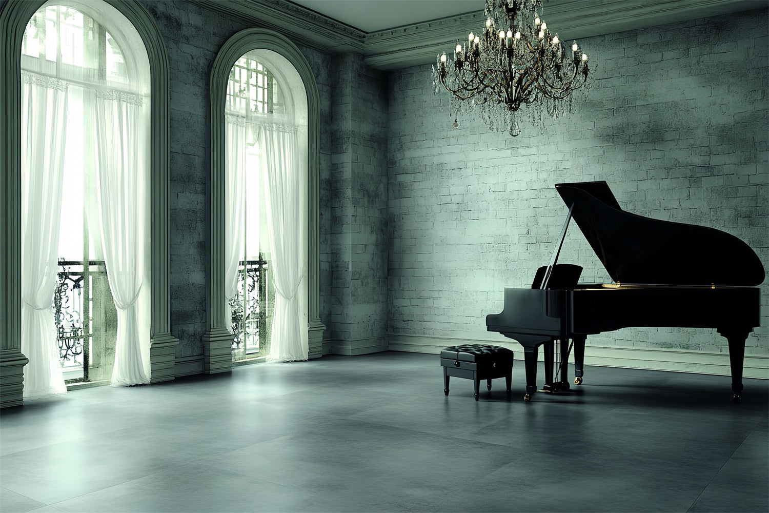 Toile de fond Photographie Vintage Piano Salle Élégante CSH4-412