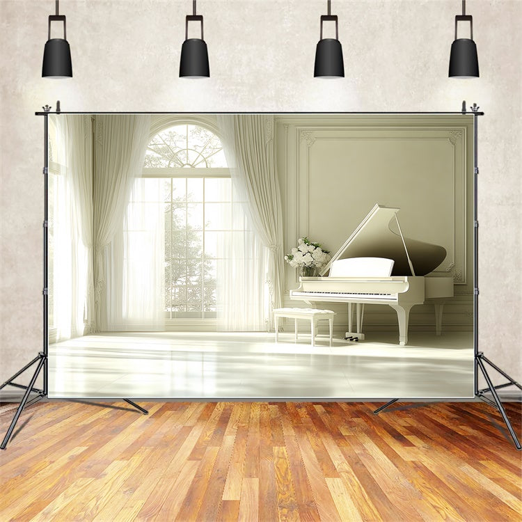 Toile de fond Photo Vintage Piano Blanc Salle Élégante CSH4-414