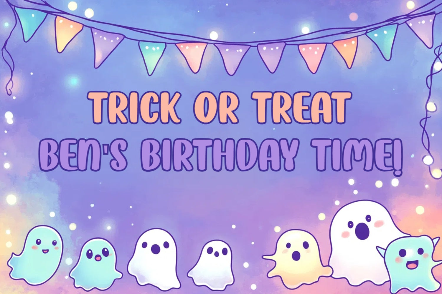 Toile de fond Anniversaire Personnalisée Trick Or Treat Fantôme Anniversaire Halloween CSH4-60