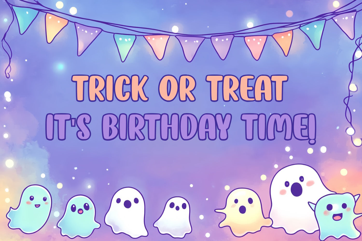 Toile de fond Anniversaire Personnalisée Trick Or Treat Fantôme Anniversaire Halloween CSH4-60