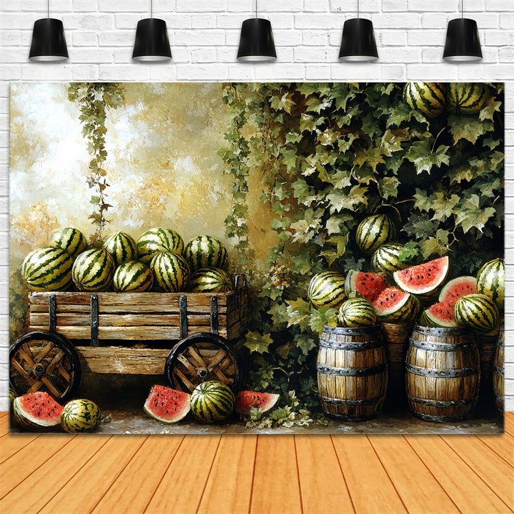 Toile de fond Pastèque Stand Vintage Fruits Été CSH5-126