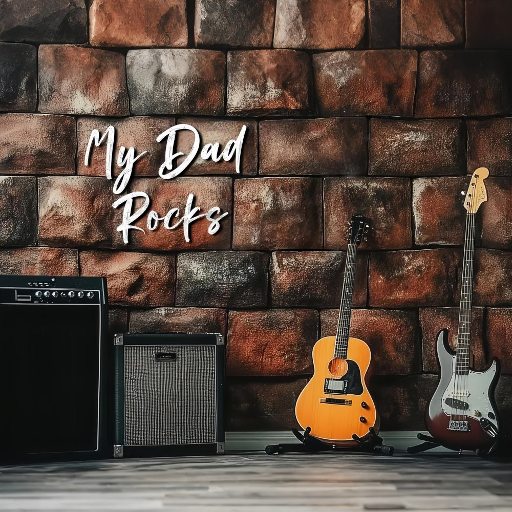 Toile de fond Fête des Pères Mur Brique Guitare Électrique CSH5-55