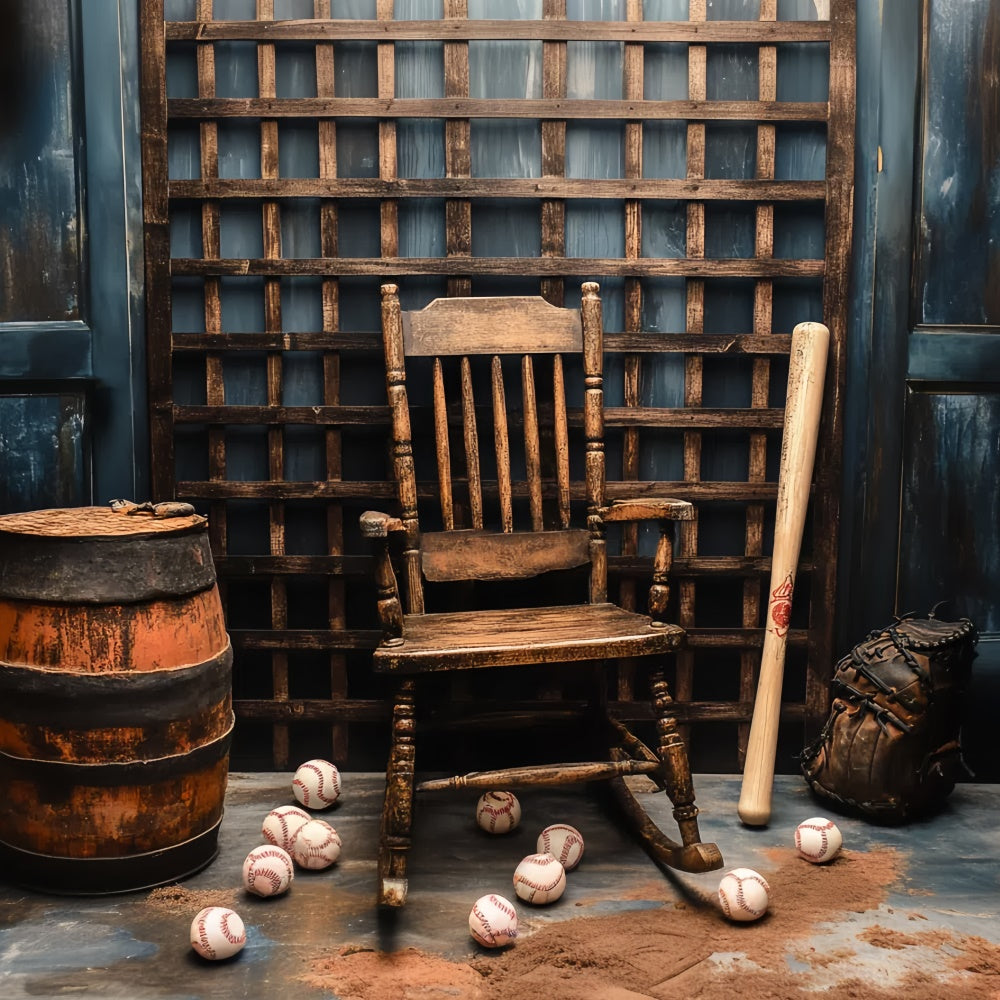Toile de fond Fête des Pères Chaise en Bois Baseball CSH5-63