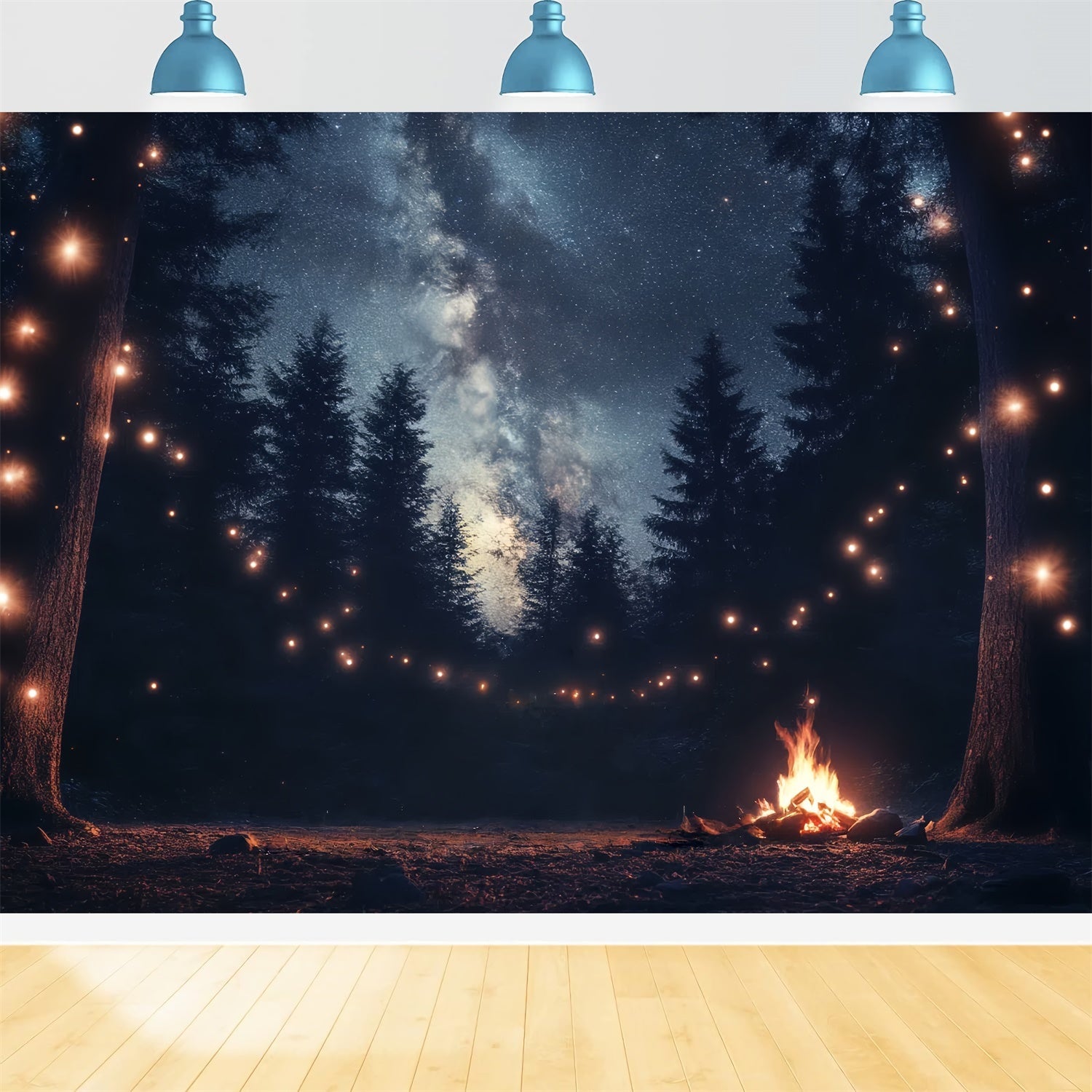 Toile de fond Fête des Pères Idées Forêt Étoilée Lumières CSH5-69