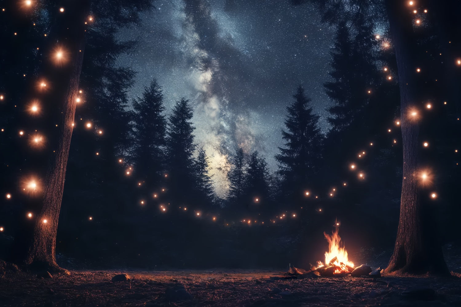Toile de fond Fête des Pères Idées Forêt Étoilée Lumières CSH5-69