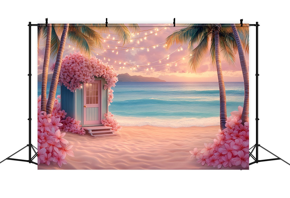 Toile de fond Tropicale Fleurs Chalet Côte Été CSH5-93