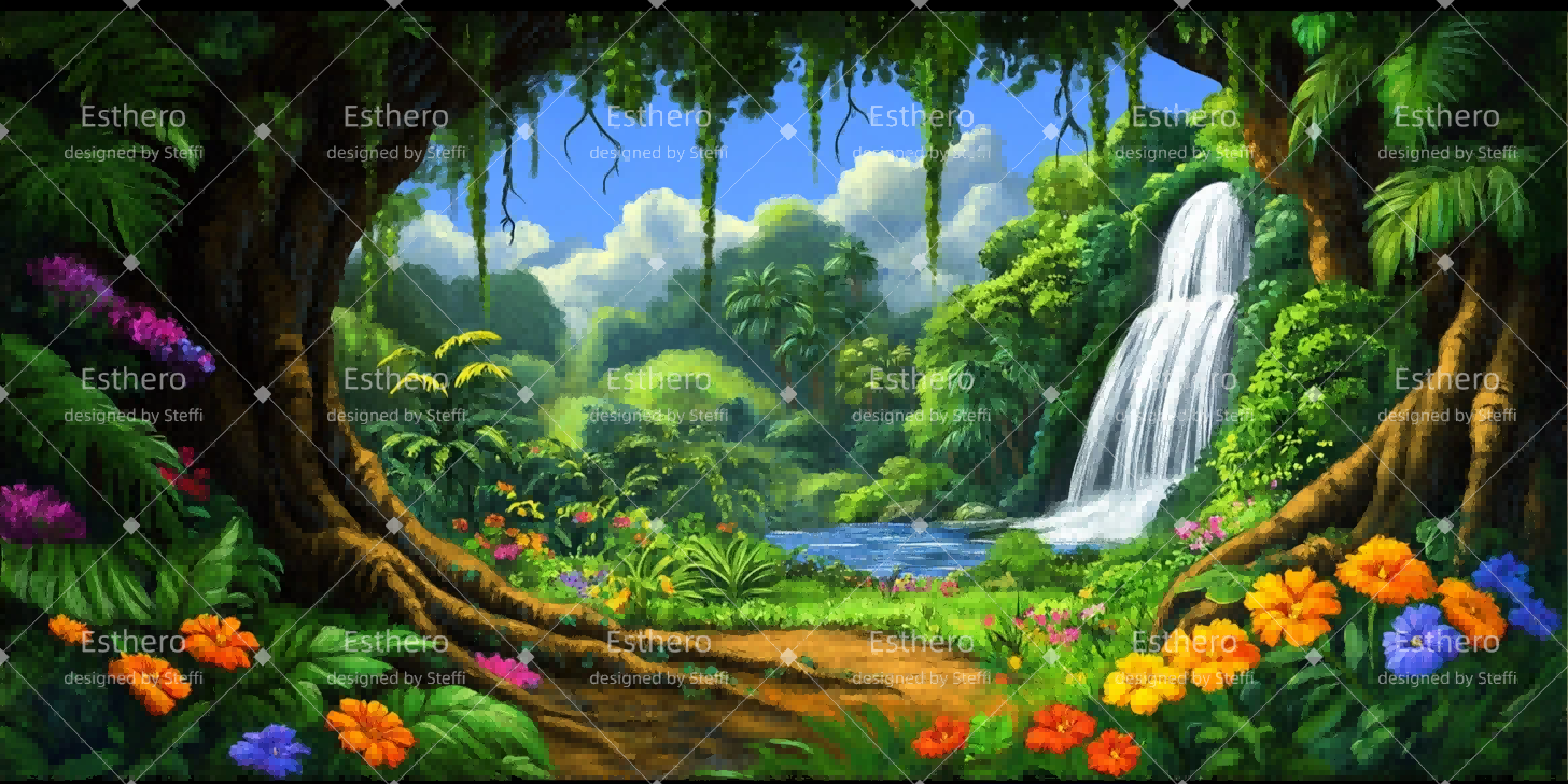 Fond de Scène Personnalisé Cascade De Jungle CSH510-T97