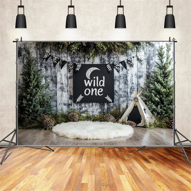 Toile de fond Décor Anniversaire 1 an Explorateur Forêtier CSH6-293