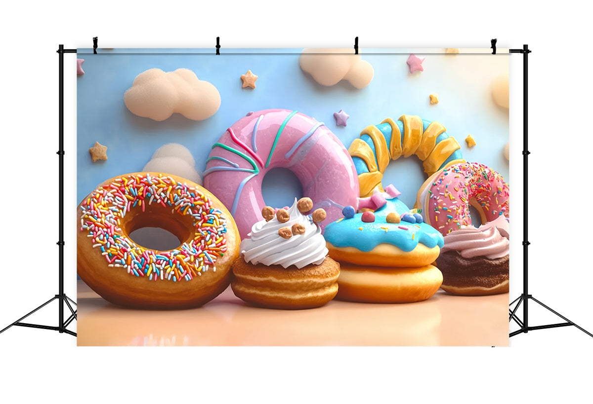 Toile de fond Cake Smash Nuage Sucré Beignet CSH6-307