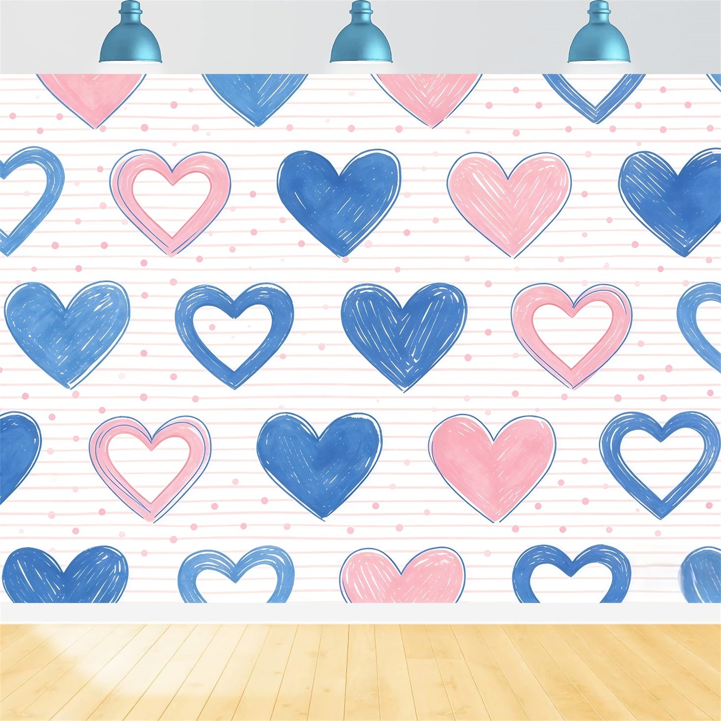 Toile de fond St Valentin Motif Croquis Cœurs Pastel CSH61-107