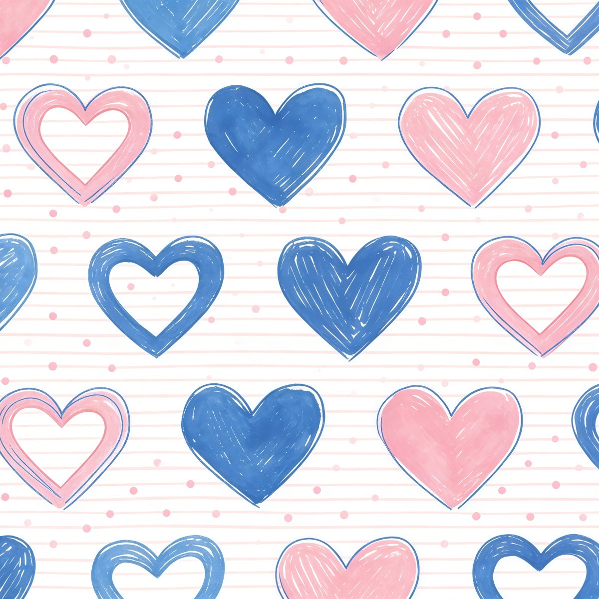 Toile de fond St Valentin Motif Croquis Cœurs Pastel CSH61-107