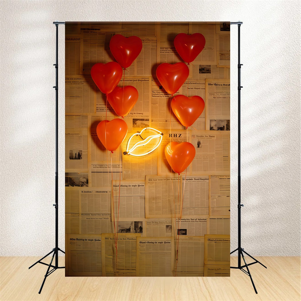 Toile de fond Saint-Valentin Ballons Cœur Néon Lèvres CSH61-109