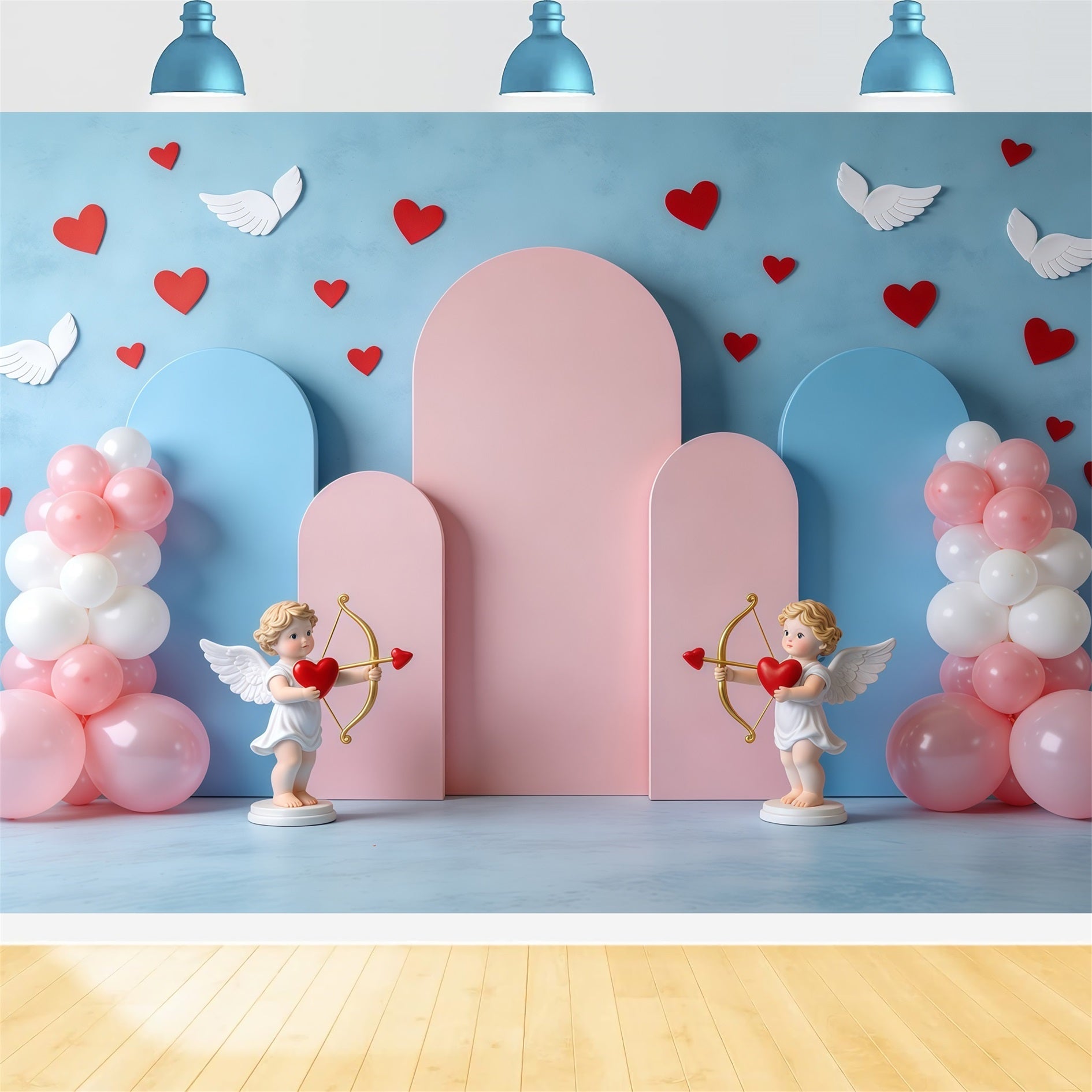 Toile de fond St Valentin Arches Ballons Pastel CSH61-111