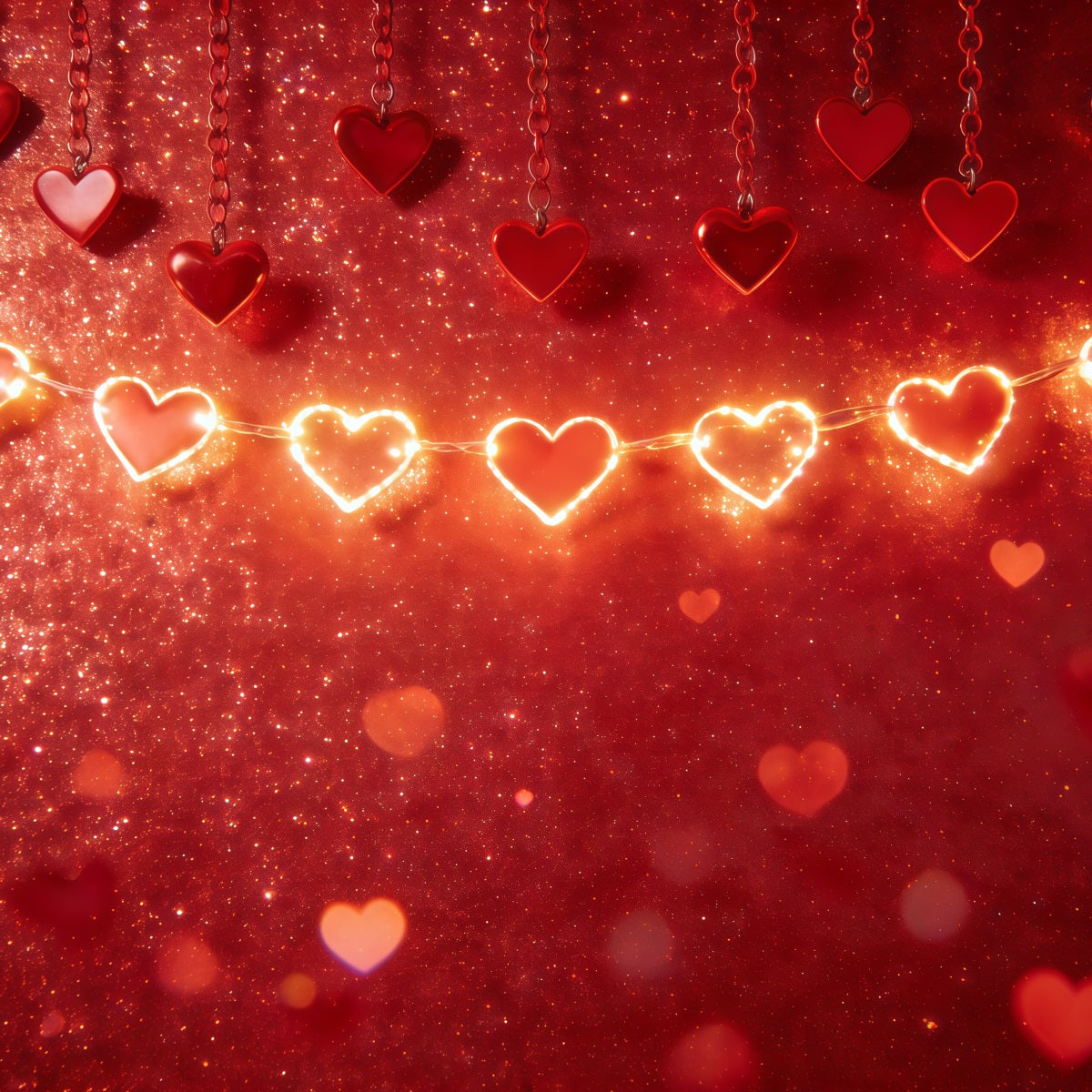 Fond Photo St Valentin Guirlande Cœur Lumineuse CSH61-114
