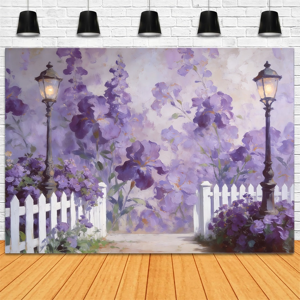 Toile de fond Photo Fleur Allée Lanternes Lavande Fleurs CSH61-120