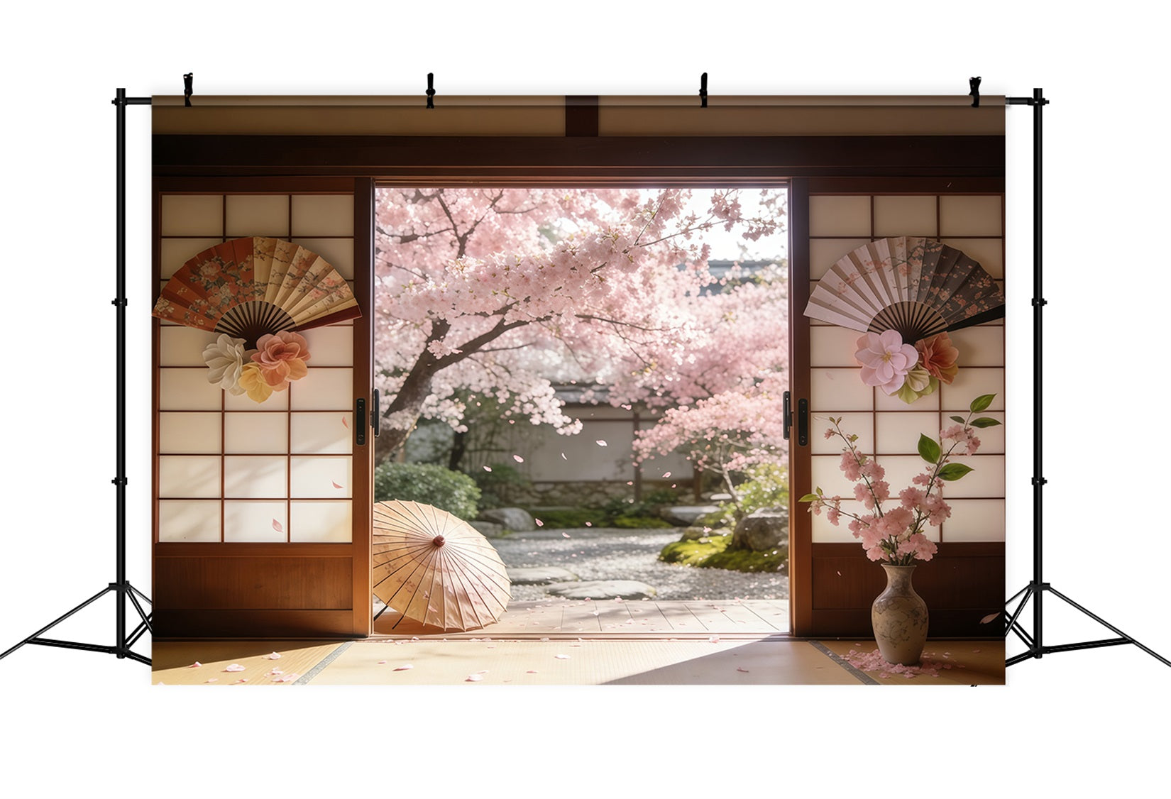 Toile de fond Printemps Cour Sakura Portes Coulissantes CSH61-142