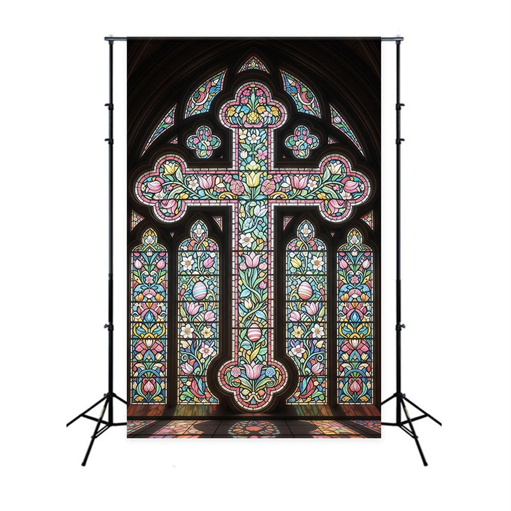 Toile de fond de Pâques Croix Cathédrale Gothique Ornée CSH61-15