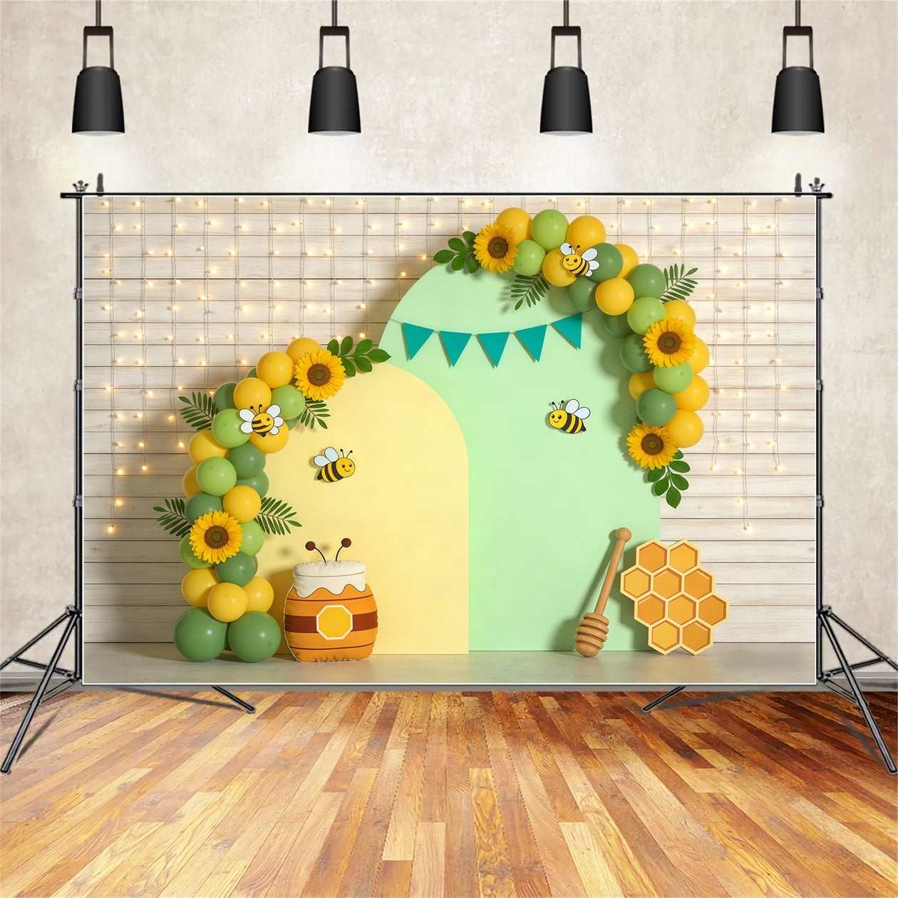 Fond Photo Floral Arche Ballons Abeille Miel CSH61-153