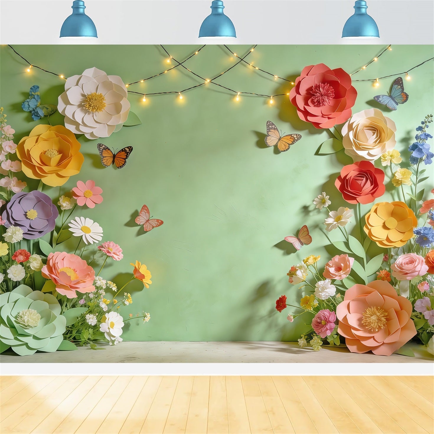 Fond Photo Floral Cadre Fleurs Pastel Papillon CSH61-161