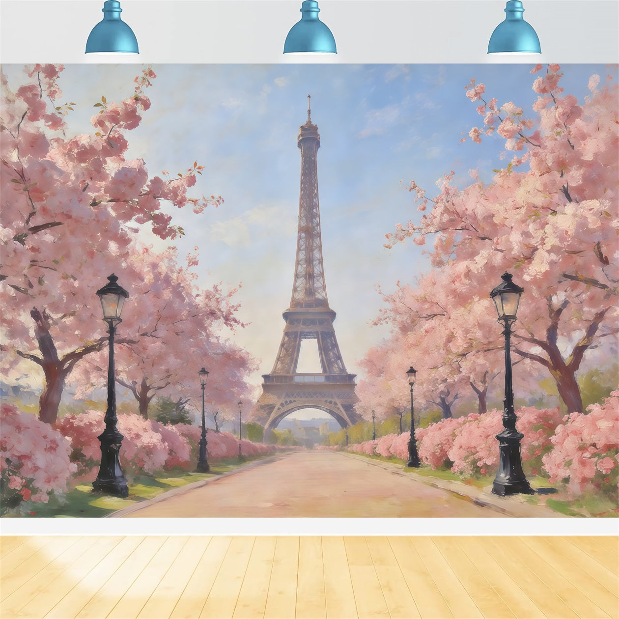 Fond Studio Photo Floral Avenue Paris Fleurs Cerisier CSH61-167
