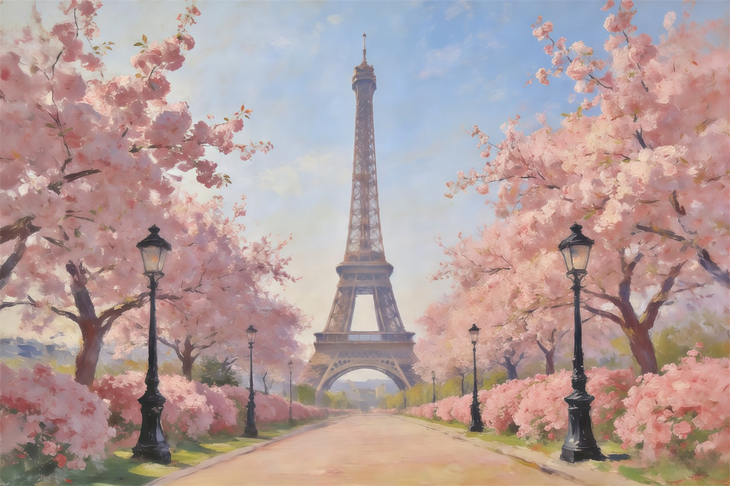 Fond Studio Photo Floral Avenue Paris Fleurs Cerisier CSH61-167
