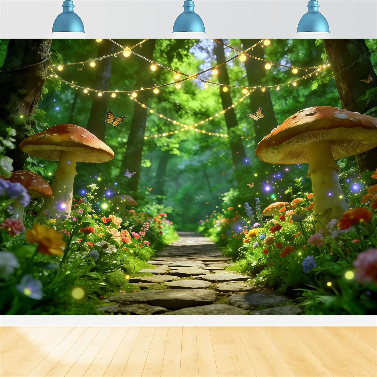 Toile de fond Fleur Chemin Lumière Champignons Enchanté CSH61-170