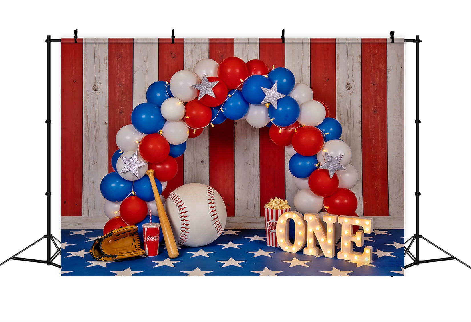 Fond Studio Photo Baseball Arche Ballons Premier Anniversaire CSH61-173