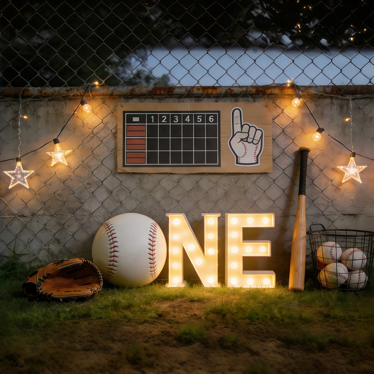Toile de fond Photo Baseball Lumières Abri Premier Anniversaire CSH61-194