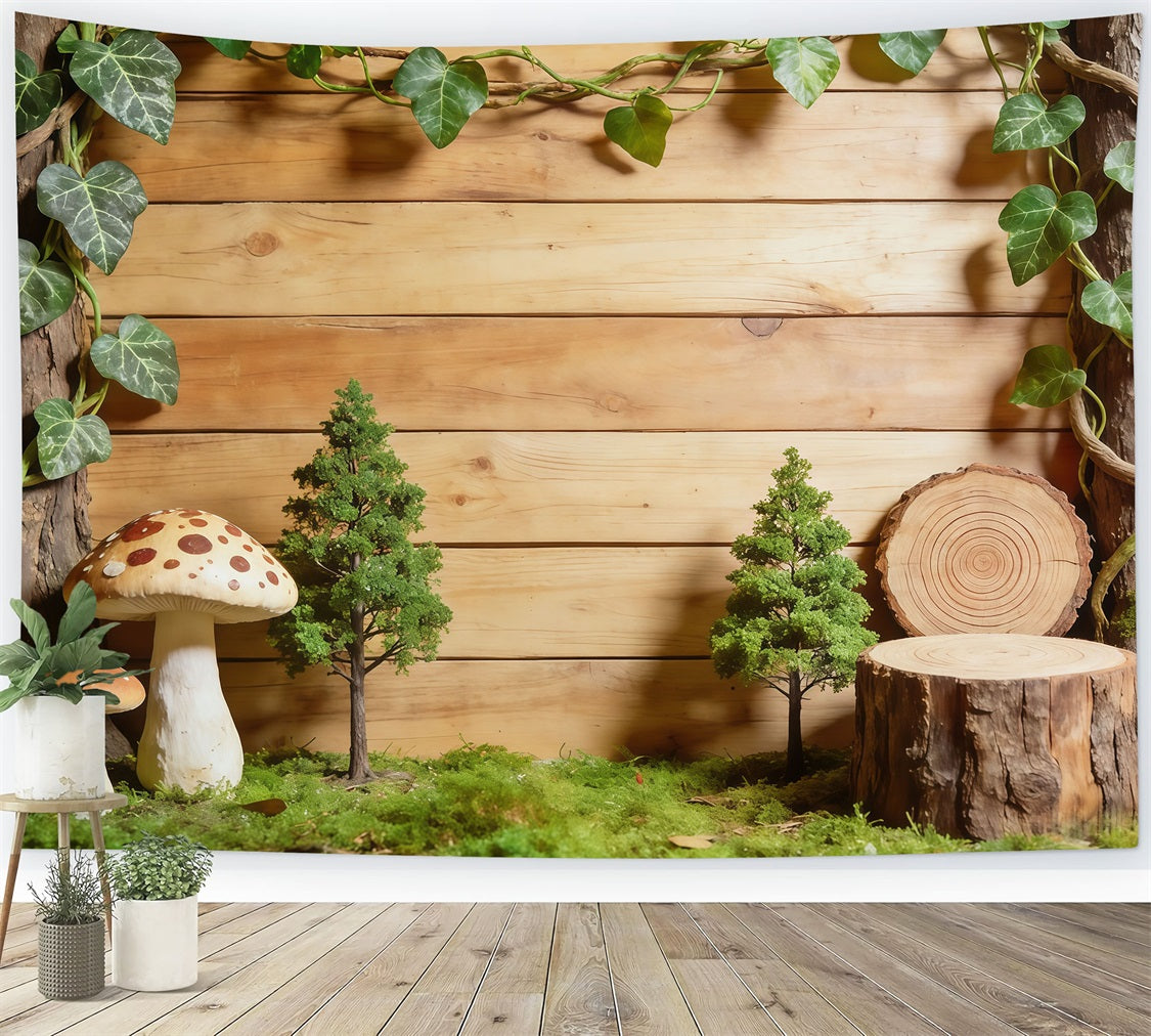 Toile de Fond Forêt Présentation Bois Rustique Lierre CSH61-205