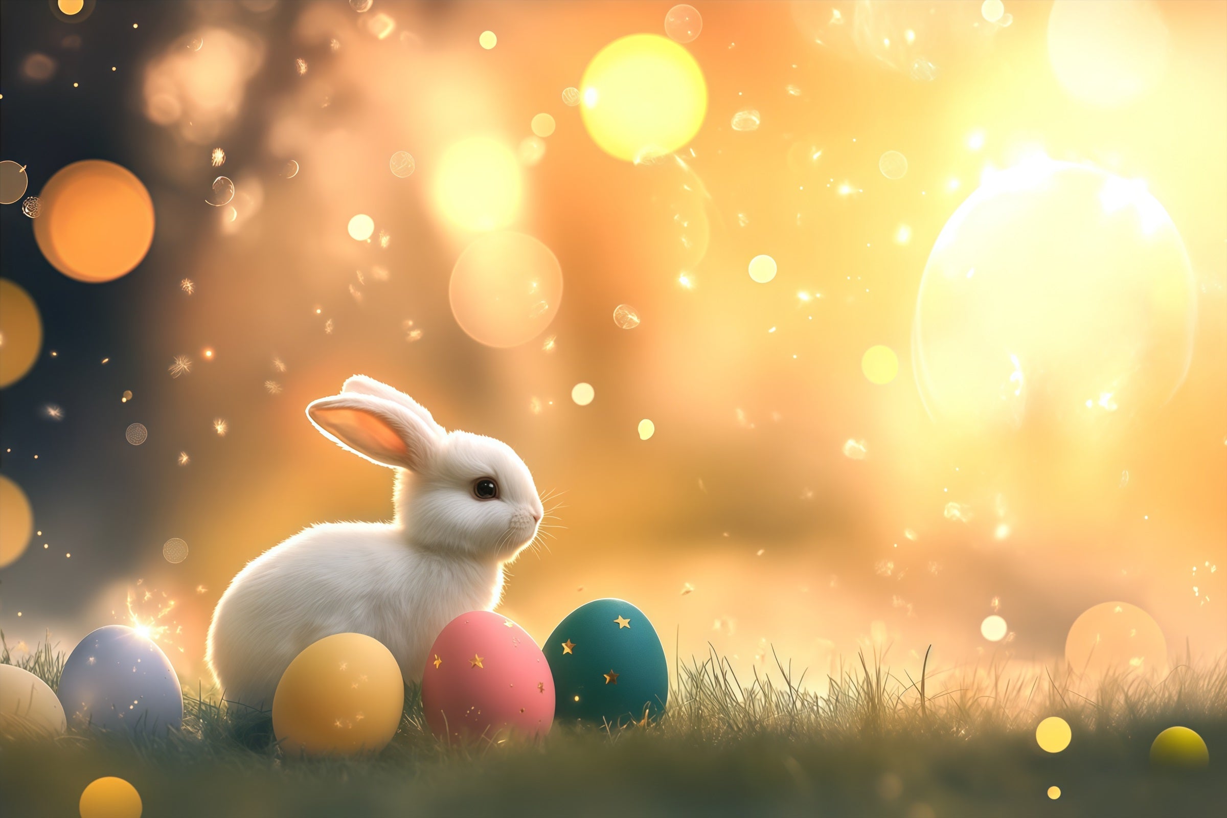 Fond Photo Pâques Œufs Lueur Soleil Chaud Bokeh CSH61-21