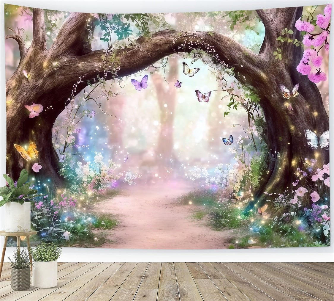 Fond Studio Forêt Fantastique Arche Fleurs Papillons Enchantée CSH61-212