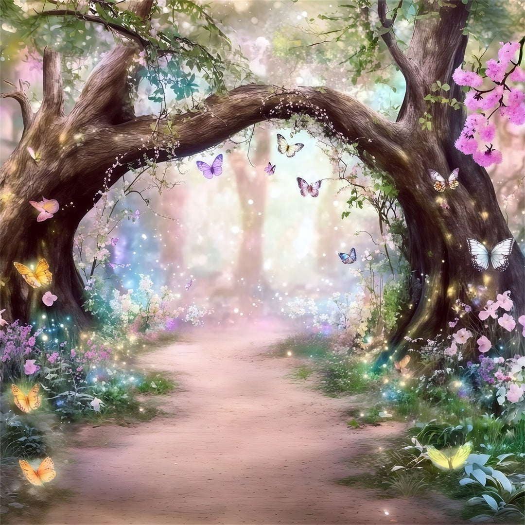 Fond Studio Forêt Fantastique Arche Fleurs Papillons Enchantée CSH61-212